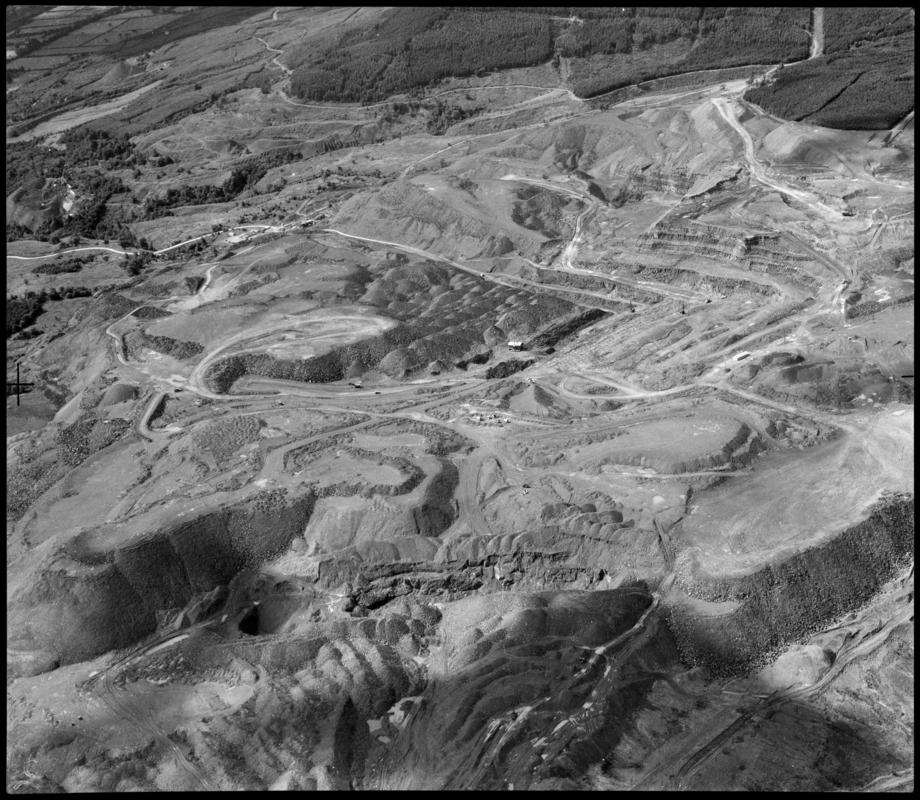 Aerial view of Maesgwyn open cast coal site.