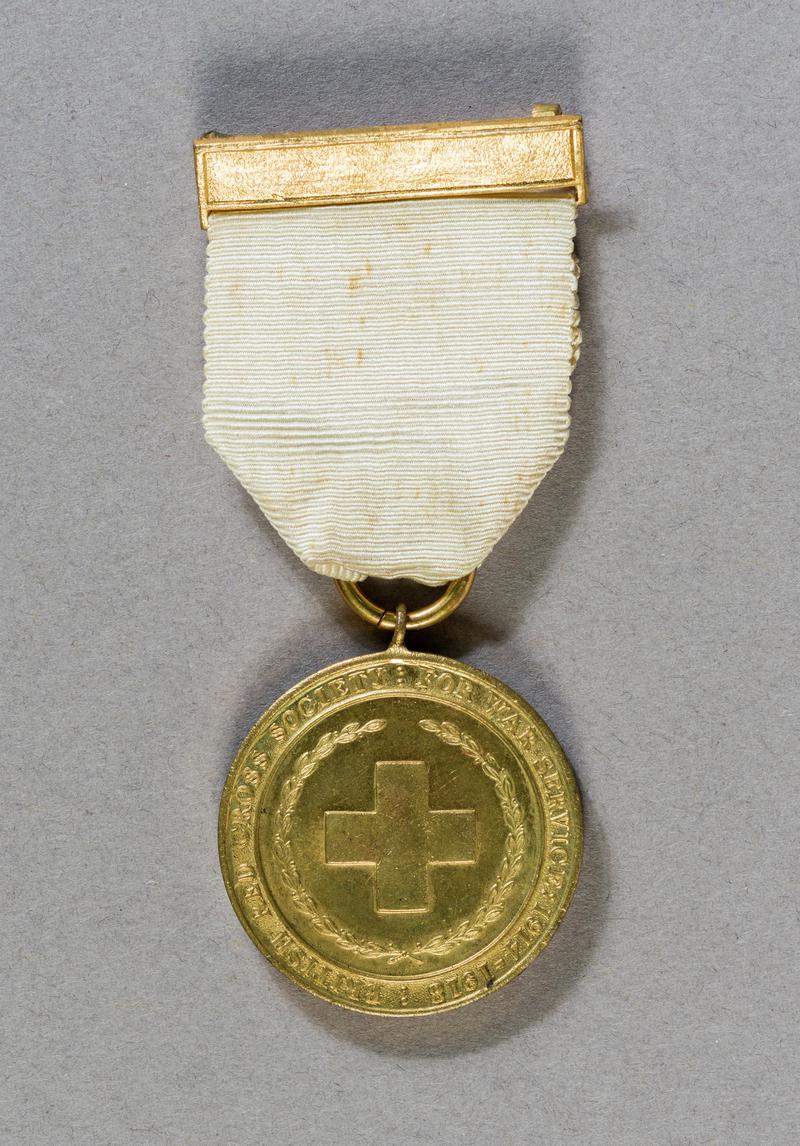 British Red Cross Society Medal. Obverse inscribed: &#039;BRITISH RED CROSS SOCIETY /  FOR WAR SERVICE 1914-1918&#039;. Obverse.