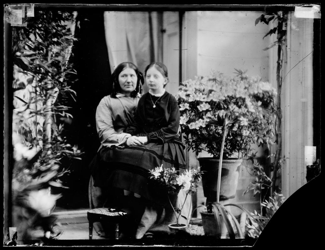 Olive Talbot and Miss Wright, glass negative