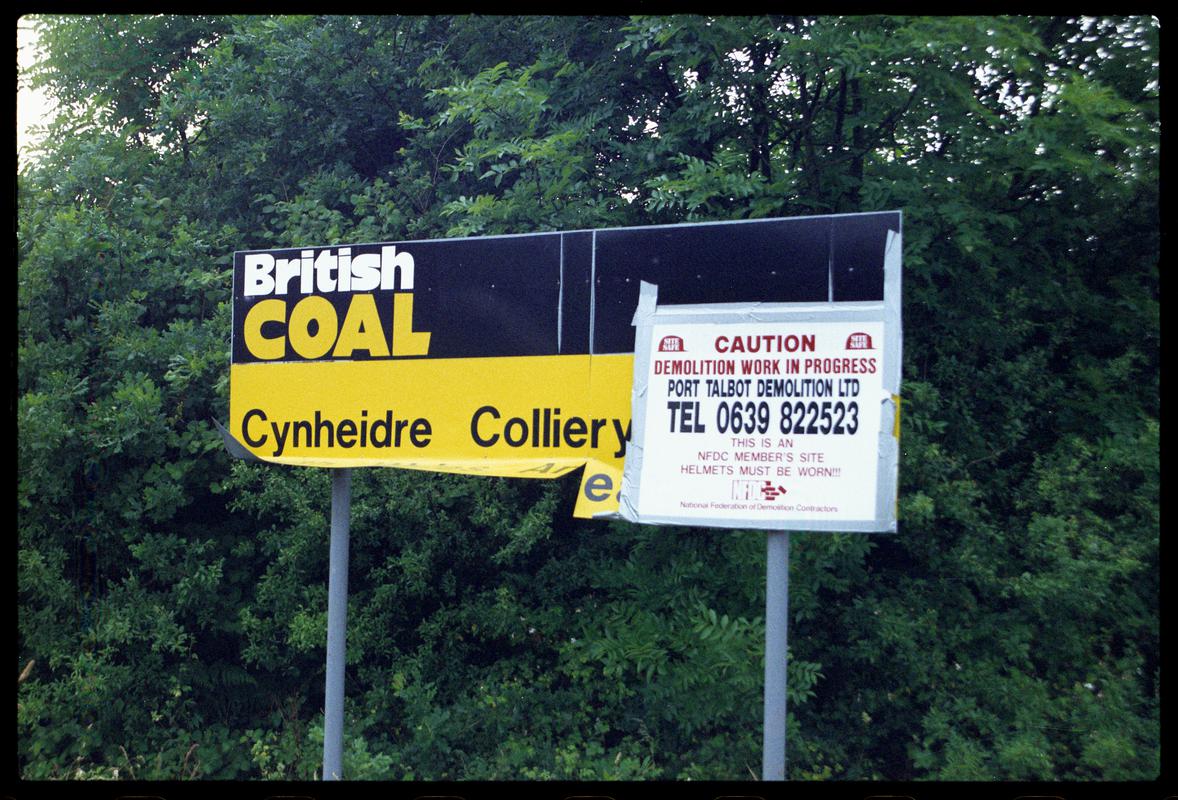 Sign at the entrace to Cynheidre Colliery, Pontyates, Llanelli