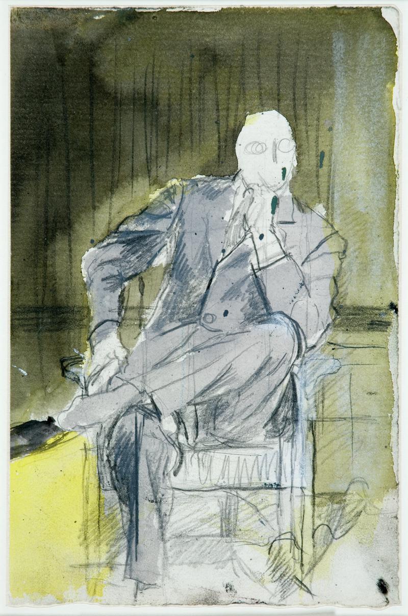 Study for seated male figure (with legs crossed)