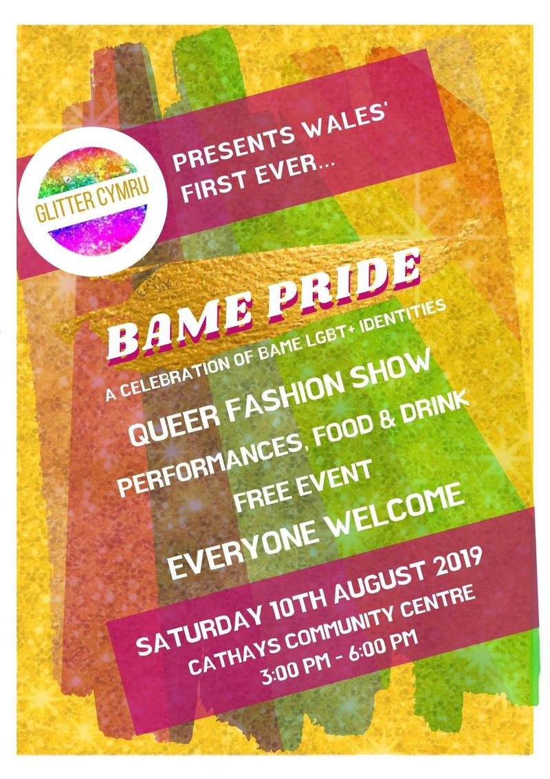 Digital version of flyer for first BAME Pride, 10 August 2019.