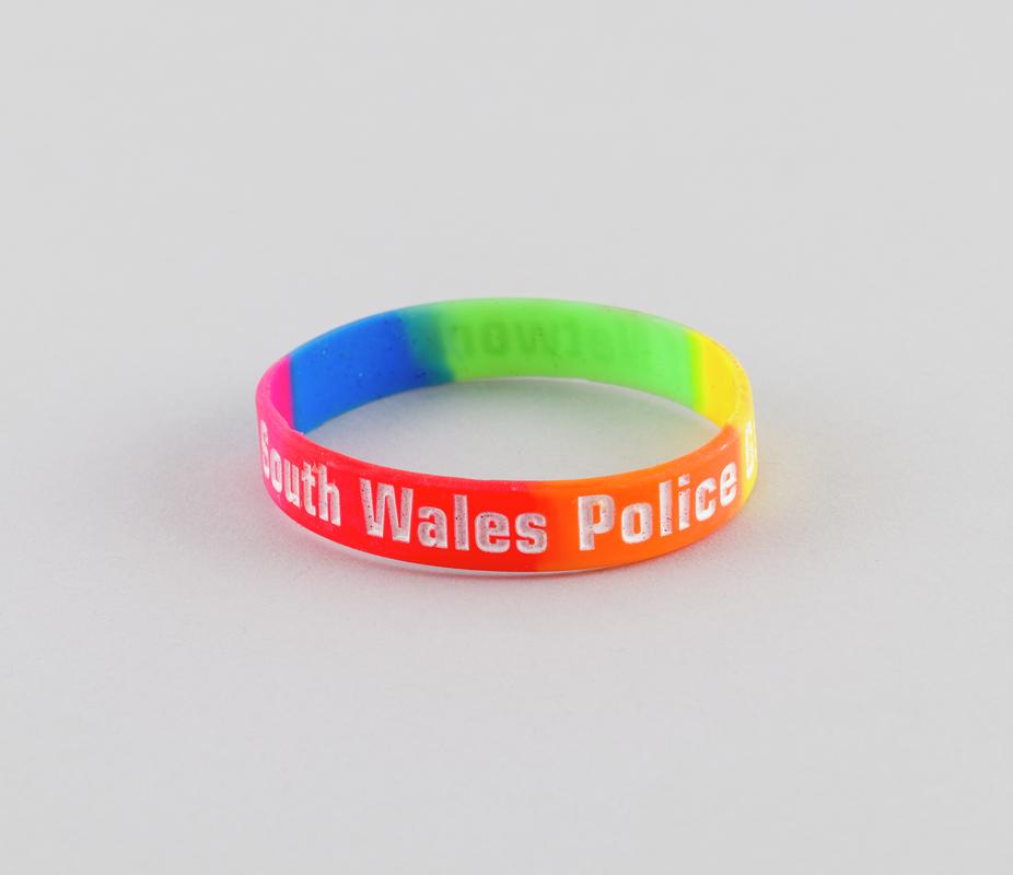 Wrist band &#039;South Wales Police Gay Staff Network&#039;.