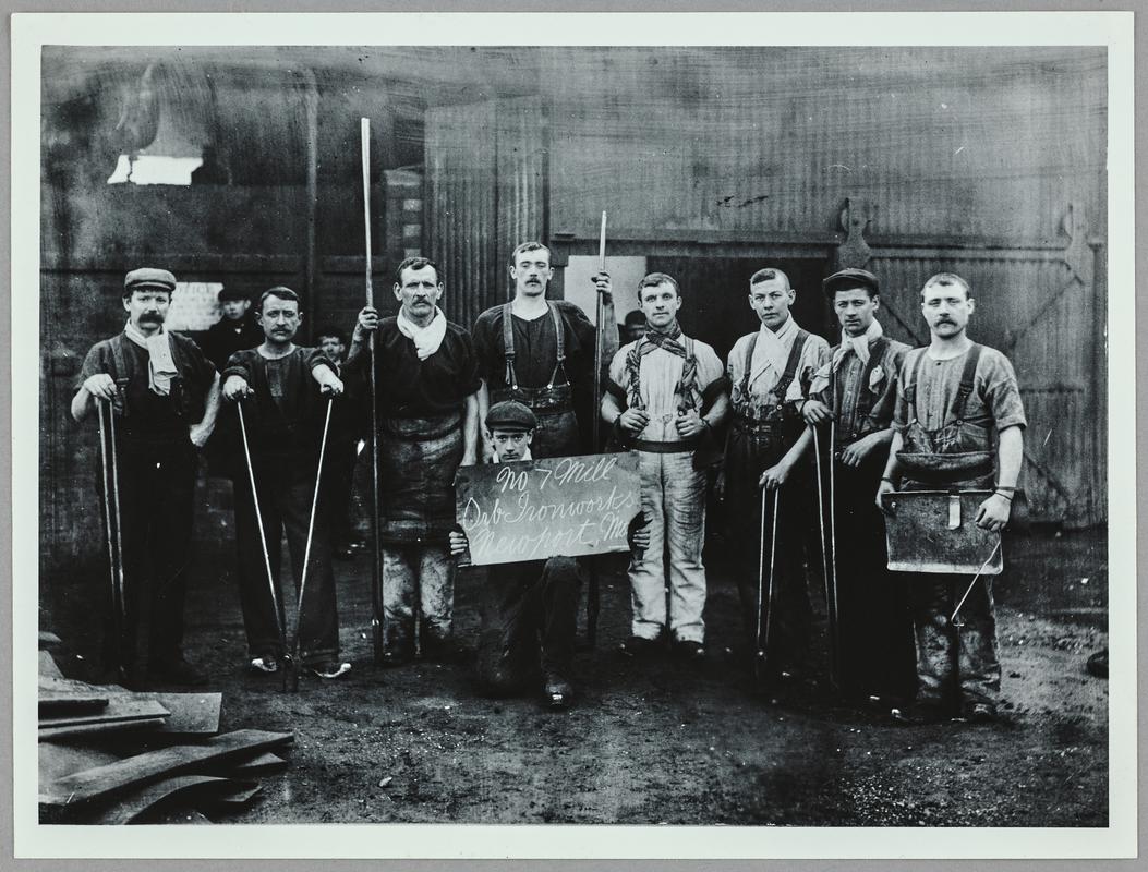 Workers at the No.7 Mill, Orb Iron Works, Newport, early 1900&#039;s.