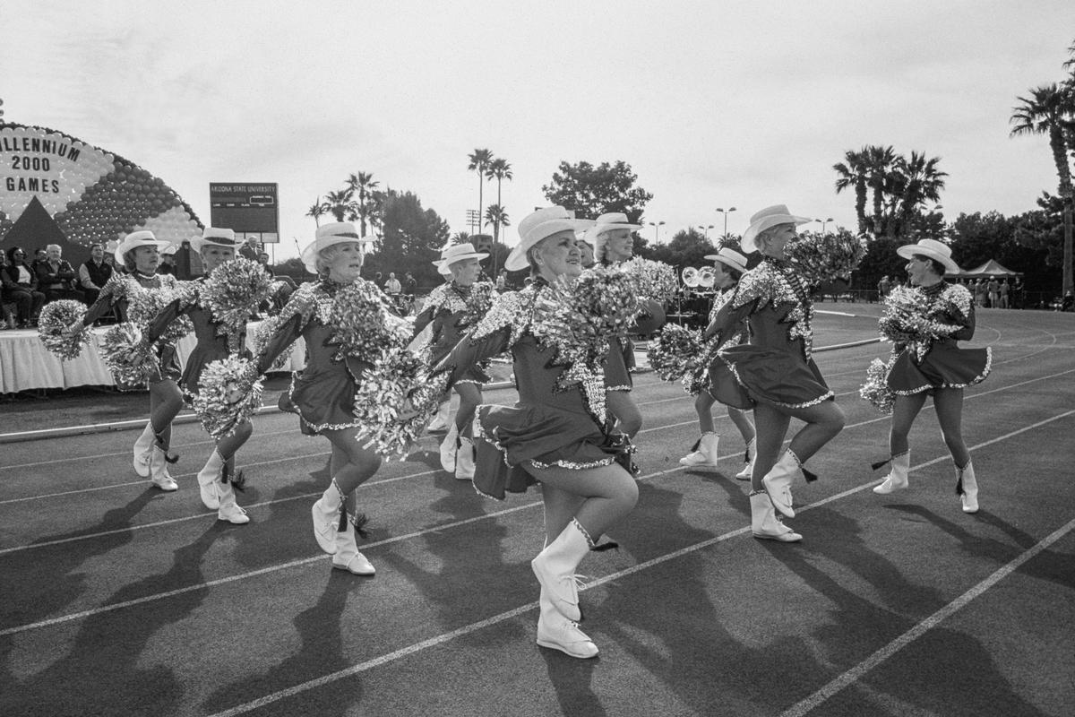 USA. ARIZONA. Phoenix. Arizona Senior Olympics. The Sensations Drill Team, all over 65 years of age,give display. 2000.