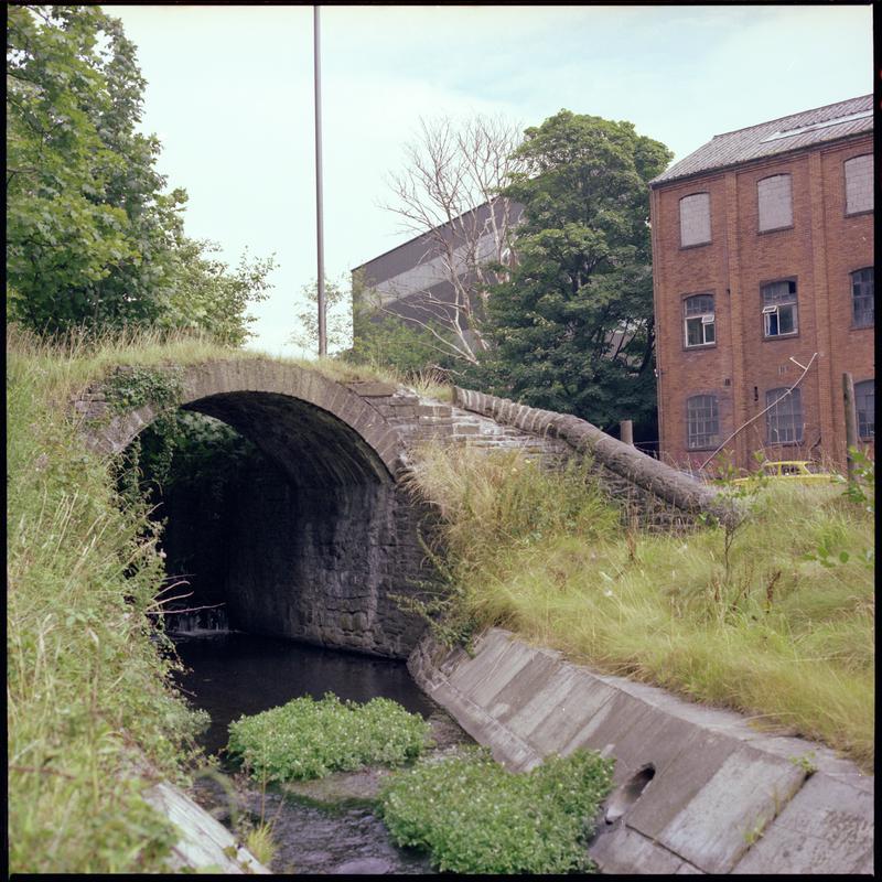 Colour film negative showing a bridge, Aberpergwm Colliery.  &#039;Aberpergwm&#039; is transcribed from original negative bag.