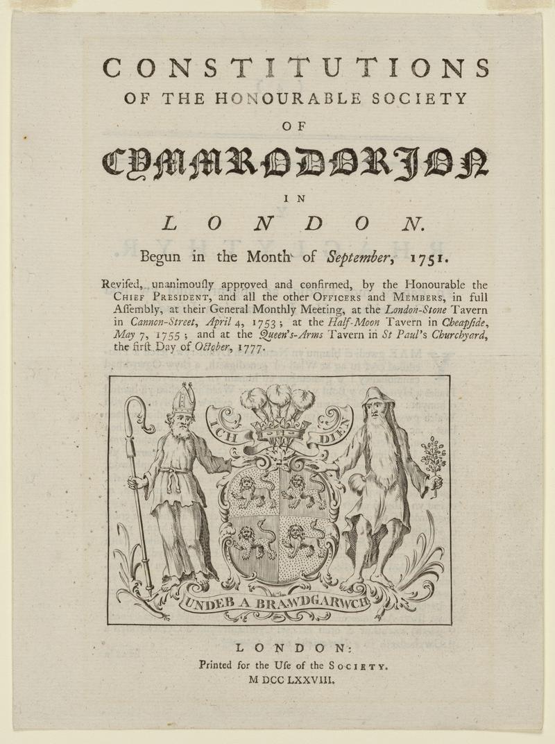 Constitution of the Society of Cymmrodorian