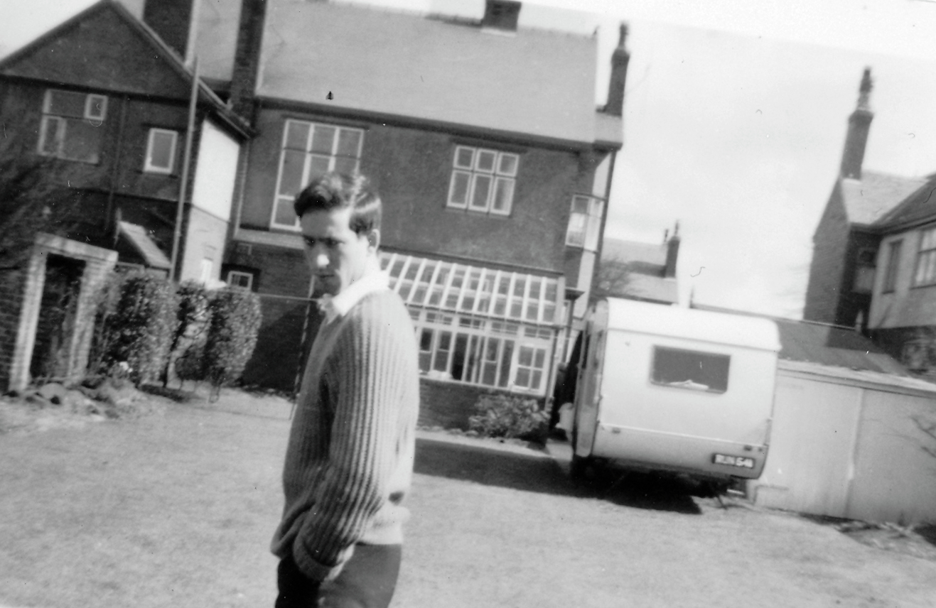 Dodds family with caravan, photograph