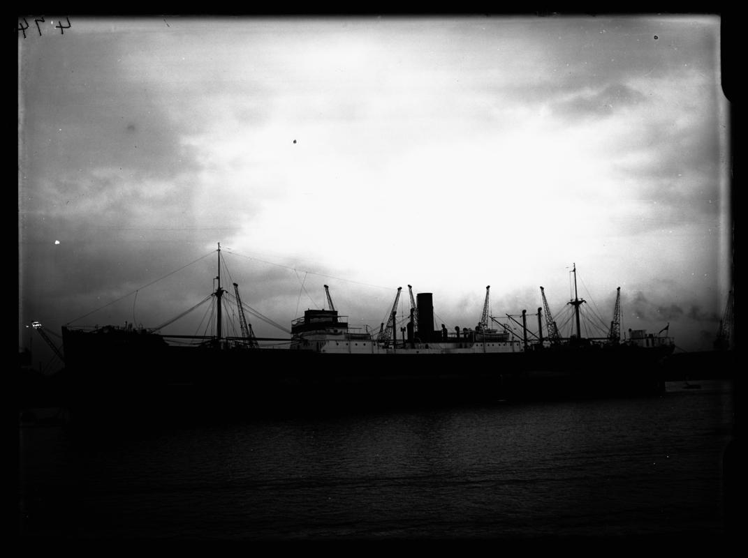 Port Broadside view of S.S. BIBURY, Cardiff Docks c.1936