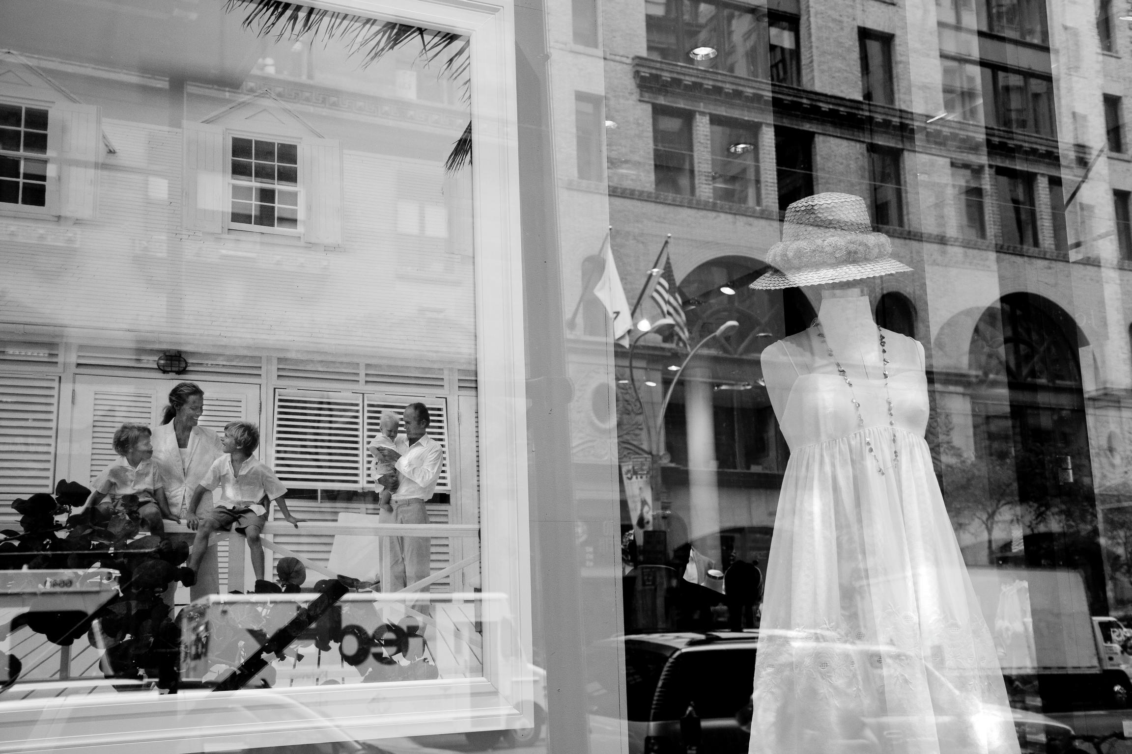 Reflection on a New York Street scene. New York USA