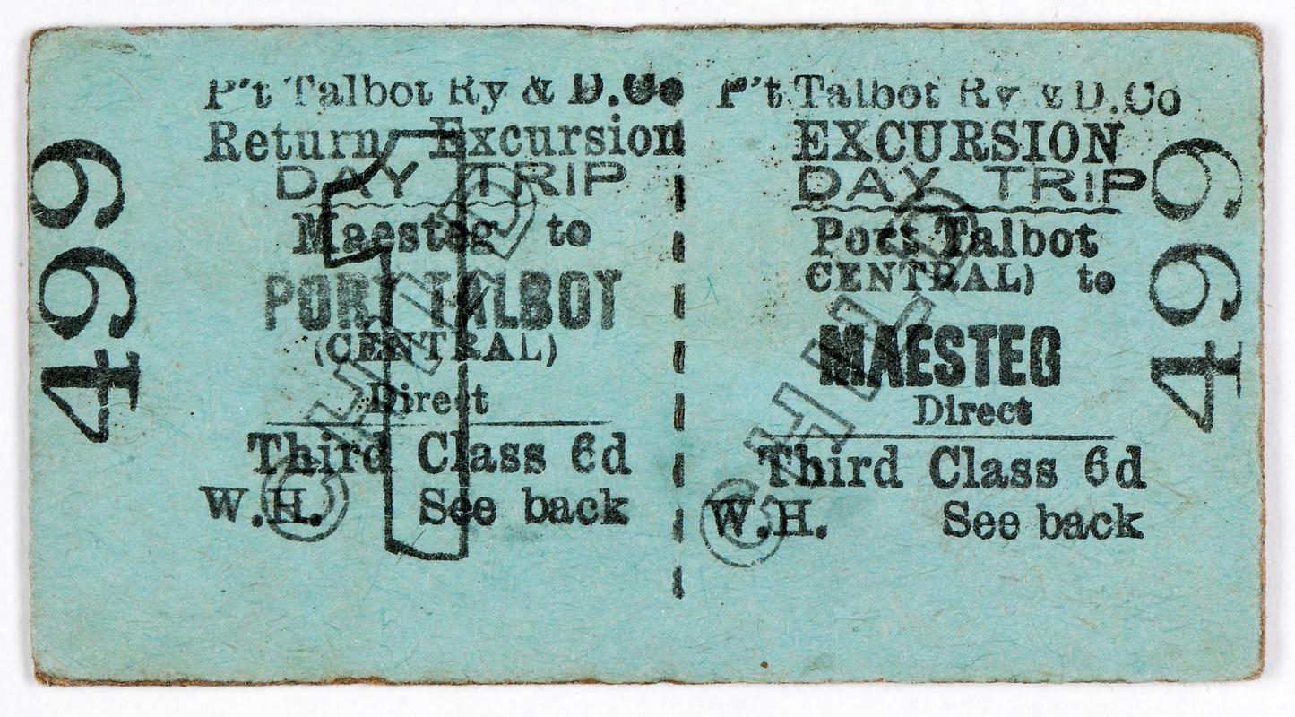 Port Talbot Railway &amp; Docks Company ticket (front)