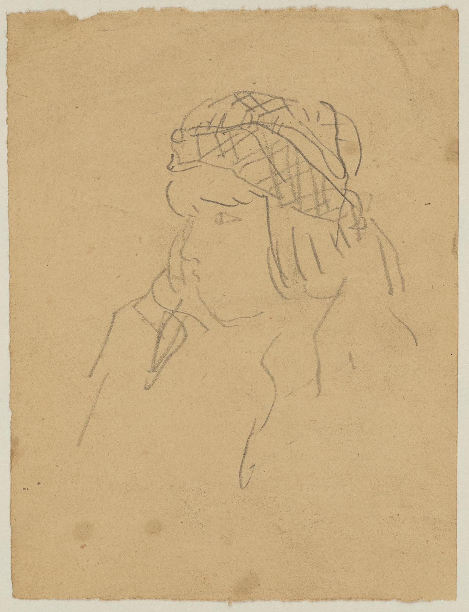 Study of woman's head wearing a hat