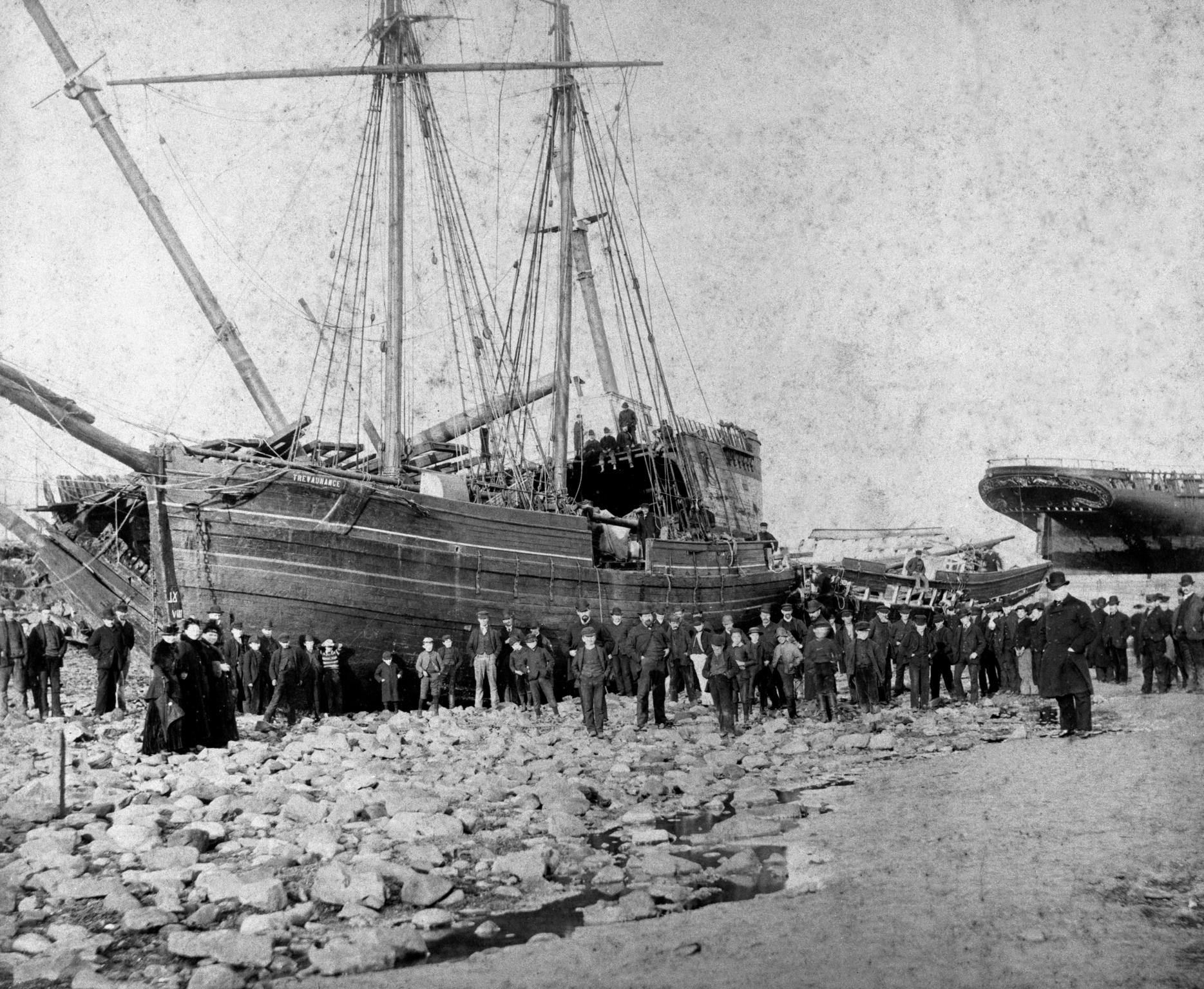 TREVAUNANCE and KILLIDA wrecked at Cardiff, photograph
