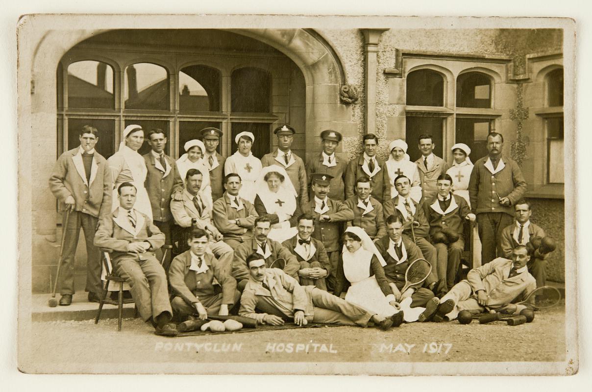 Wounded soldiers convalescing at Pontyclun Hospital, May 1917