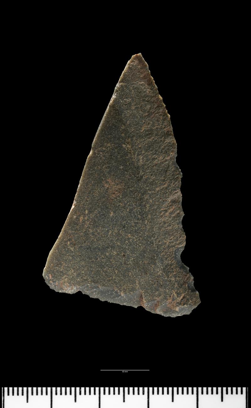 Upper Palaeolithic stone blade from Hoyle&#039;s Mouth Cave. Dorsal surface