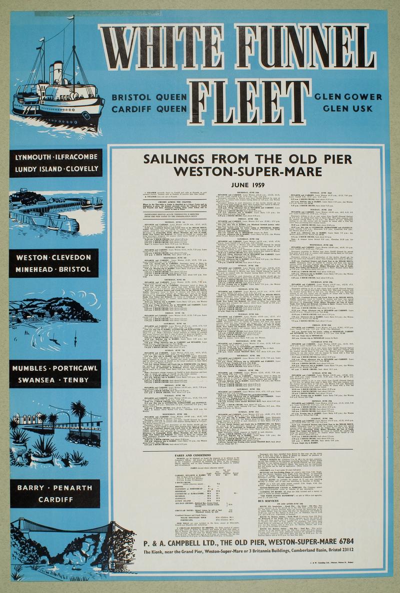 P &amp; A Campbell White Funnel Fleet Advertising Poster