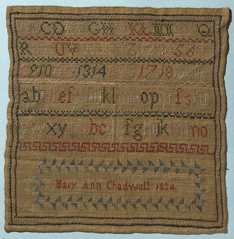 Sampler (alphabet), made in Abergavenny, 1834