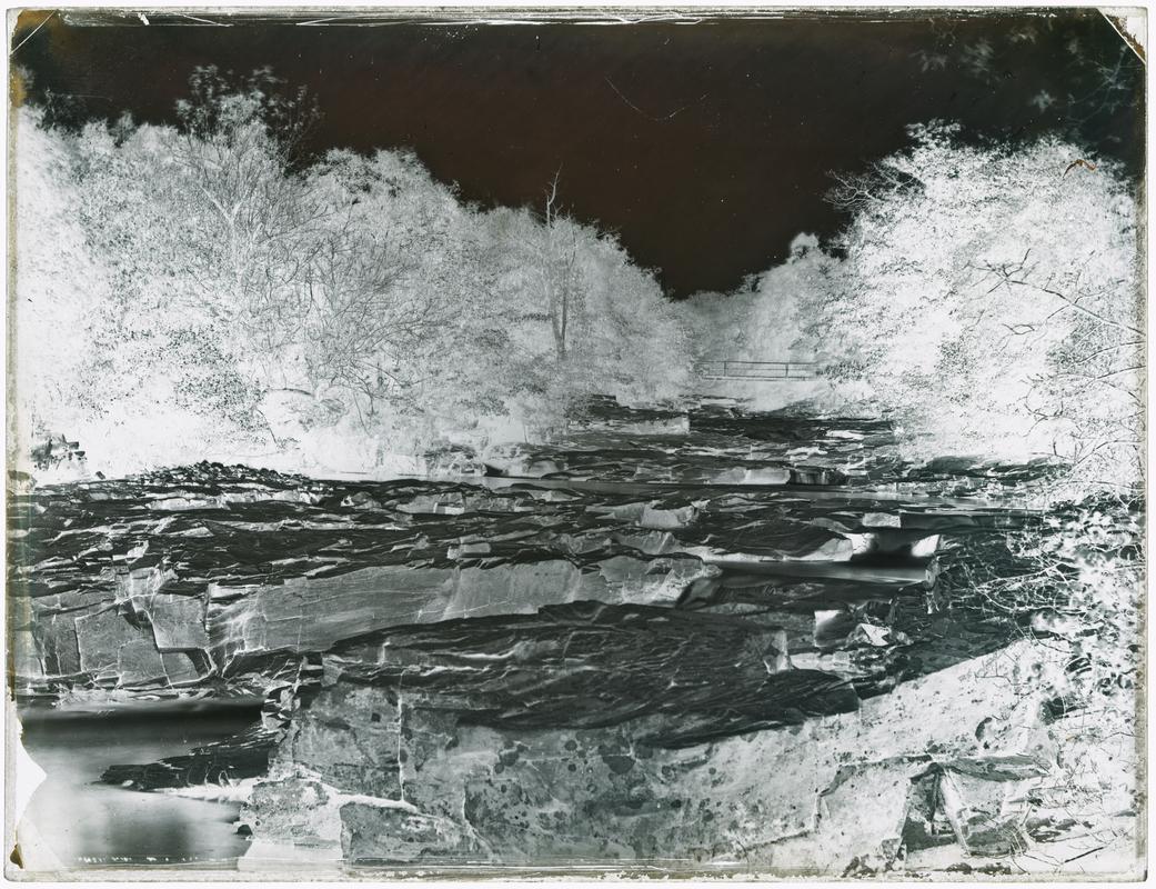 Rapids on the Dulais, Neath Valley, glass negative