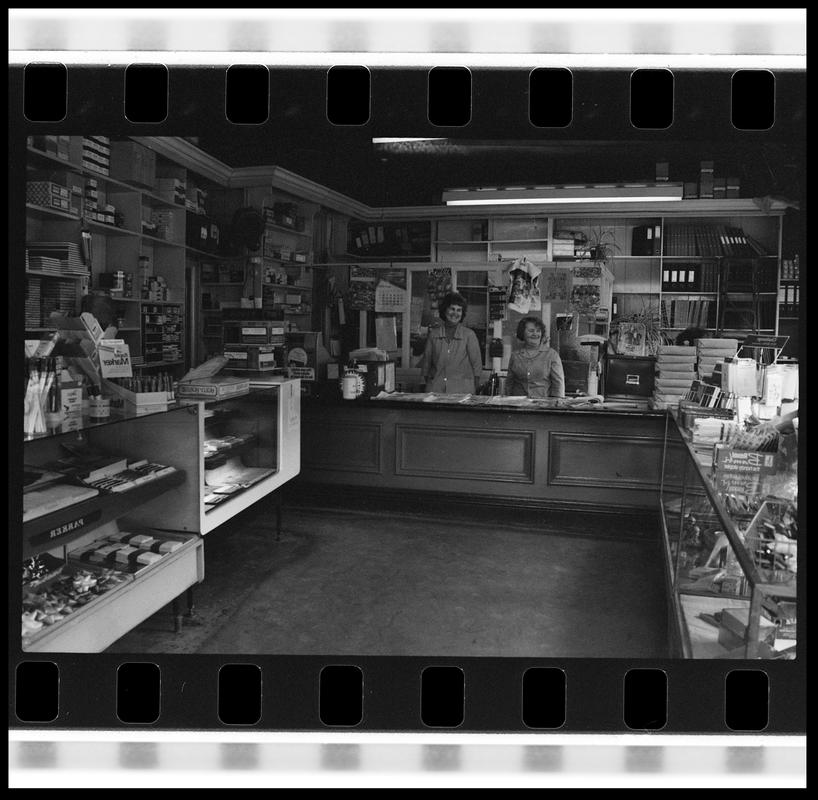 Interior view of Stationers shop.