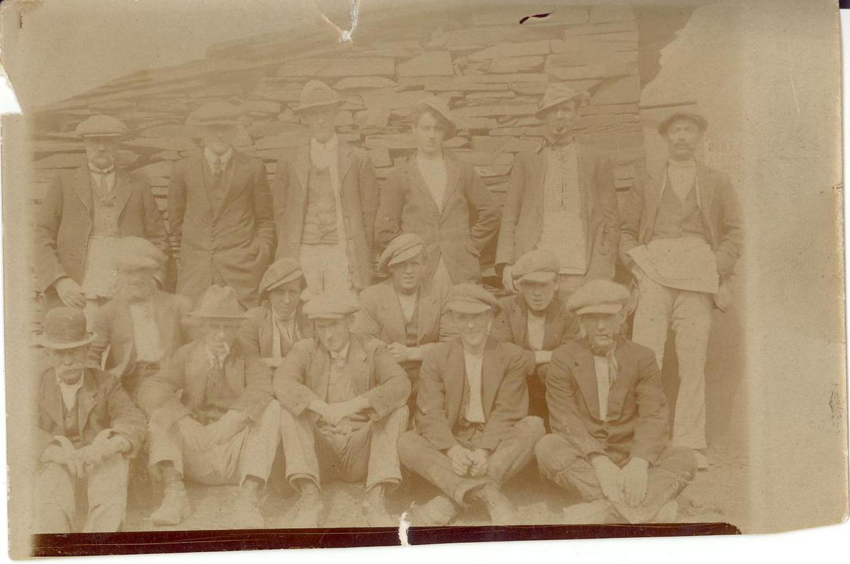 Group of quarrymen at Penrhyn Slate Quarry
