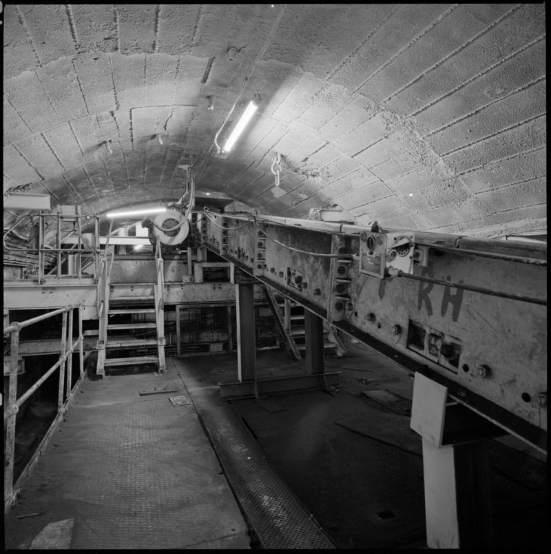 Black and white film negative showing the reconstructed pit bottom at Lady Windsor Colliery, August 1980.  &#039;Lady Windsor Aug 1980&#039; is transcribed from original negative bag.