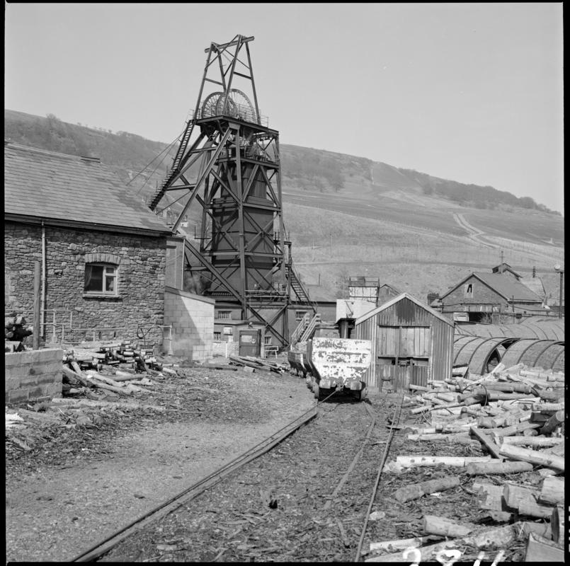 Black and white film negative showing Cwmtillery Colliery upcast shaft.  &#039;Cwmtillery&#039; is transcribed from original negative bag.