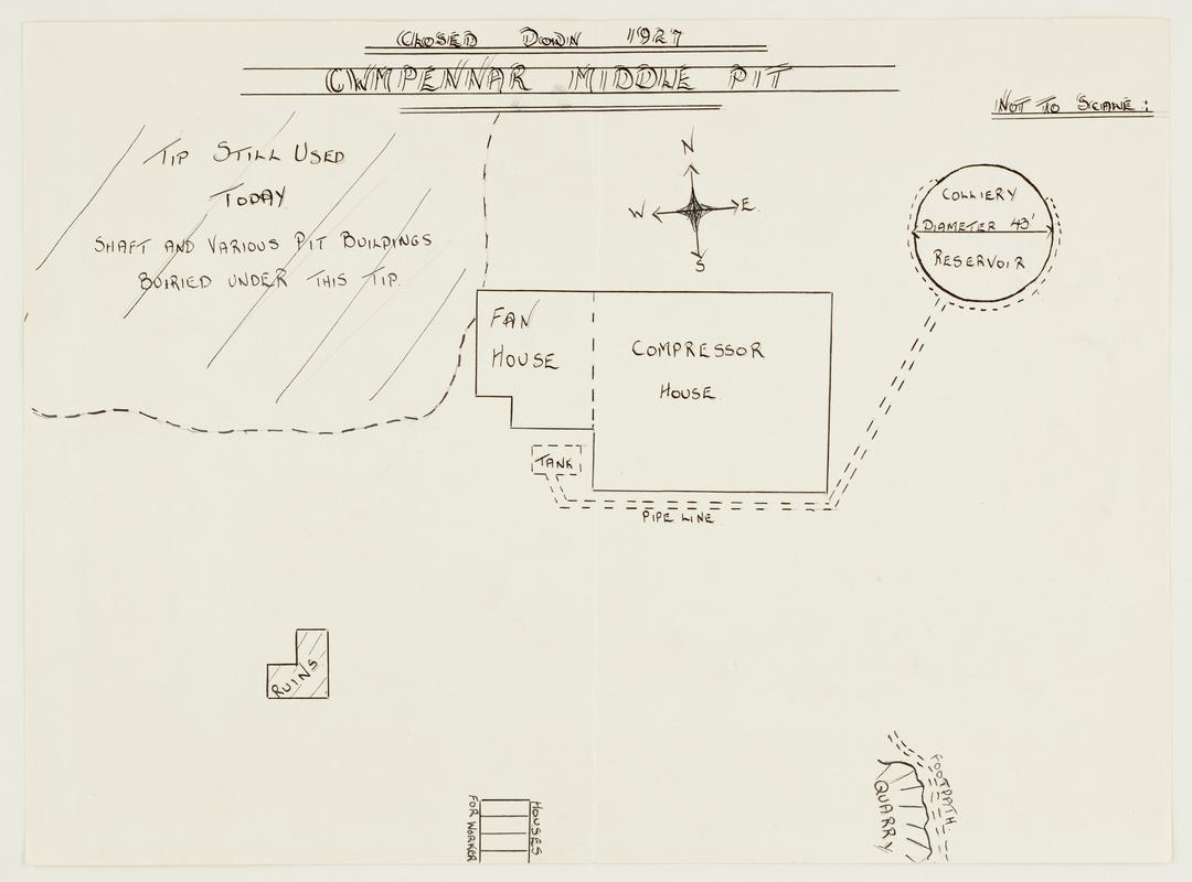 Plan of Cwmpennar Middle Pit. Closed Down 1927