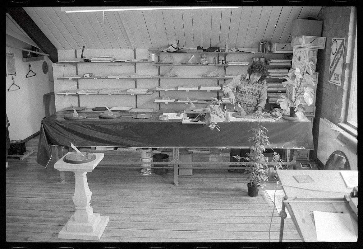 General view of a sundial makers workshop.