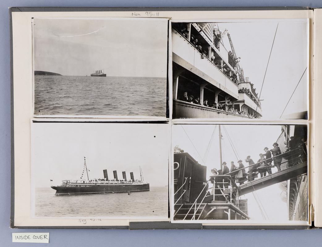 Cunard Line ships at Fishguard 1908-9, photograph album
