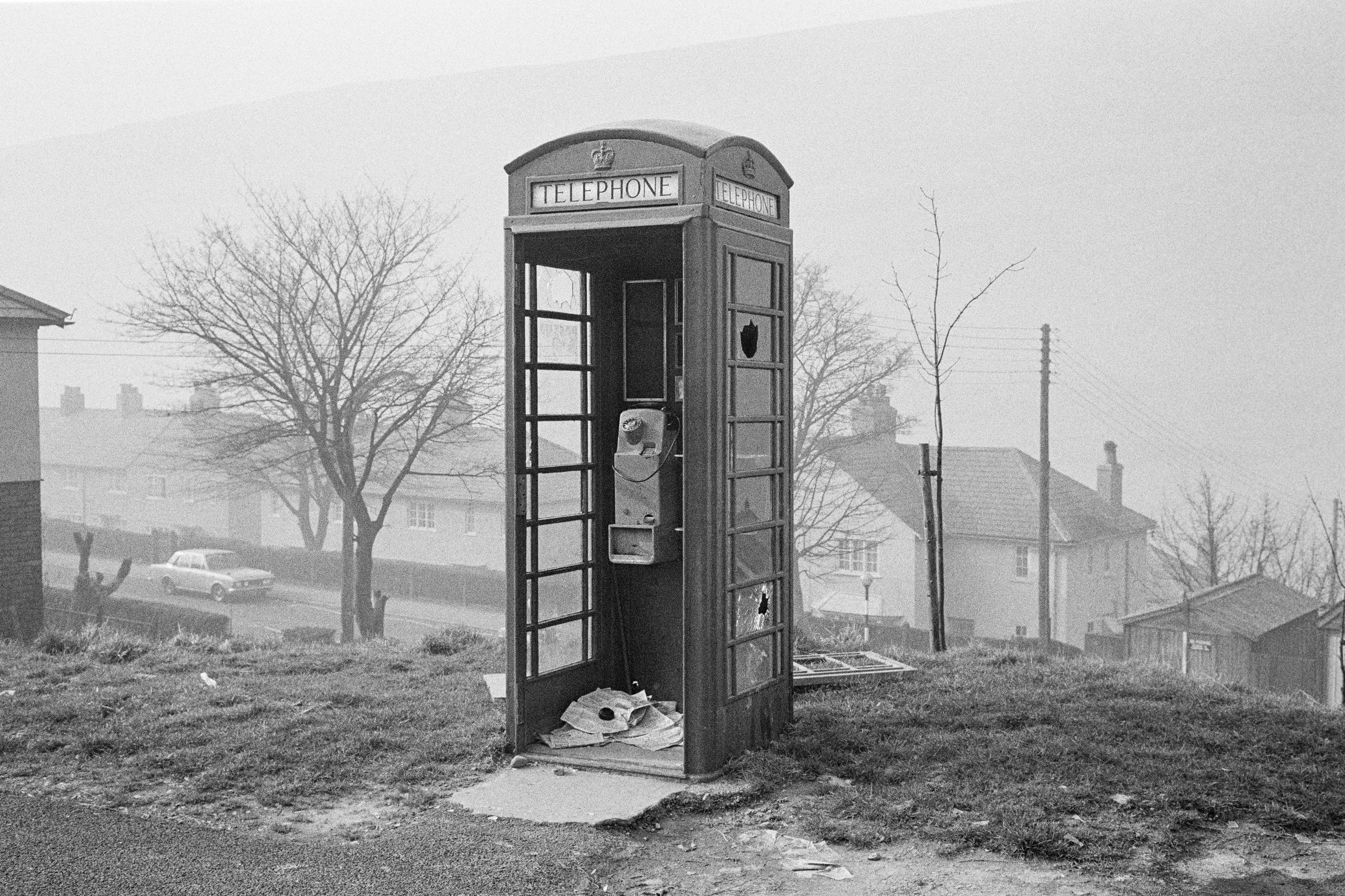 Telephone box vandalism. Abertillery, Wales