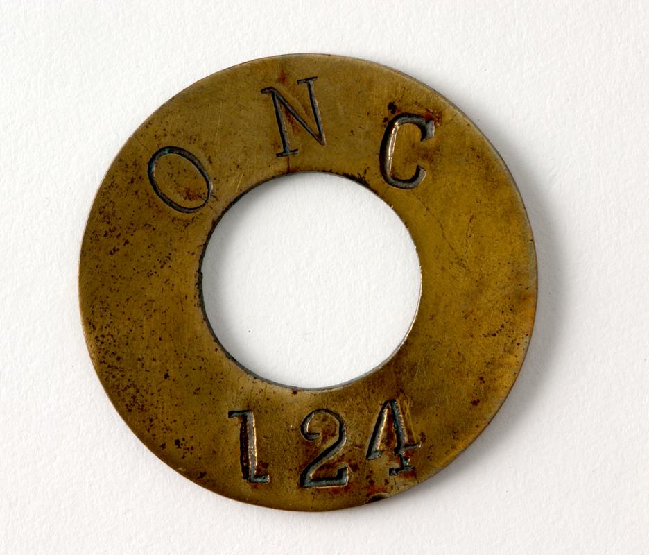 Oakdale Colliery lamp check &quot;O N C 124&quot;