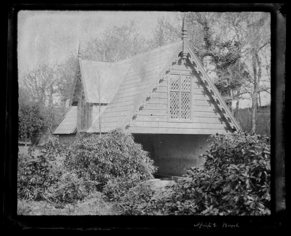 Penllergare, boat house, paper negative