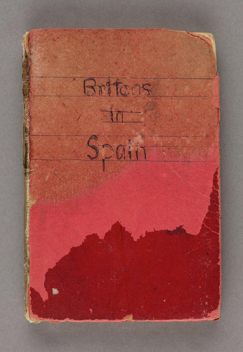 Copy of &#039;Britons in Spain&#039;, William Rust (1939?) annotated by Edwin Greening. 212 pages in hard red covers.