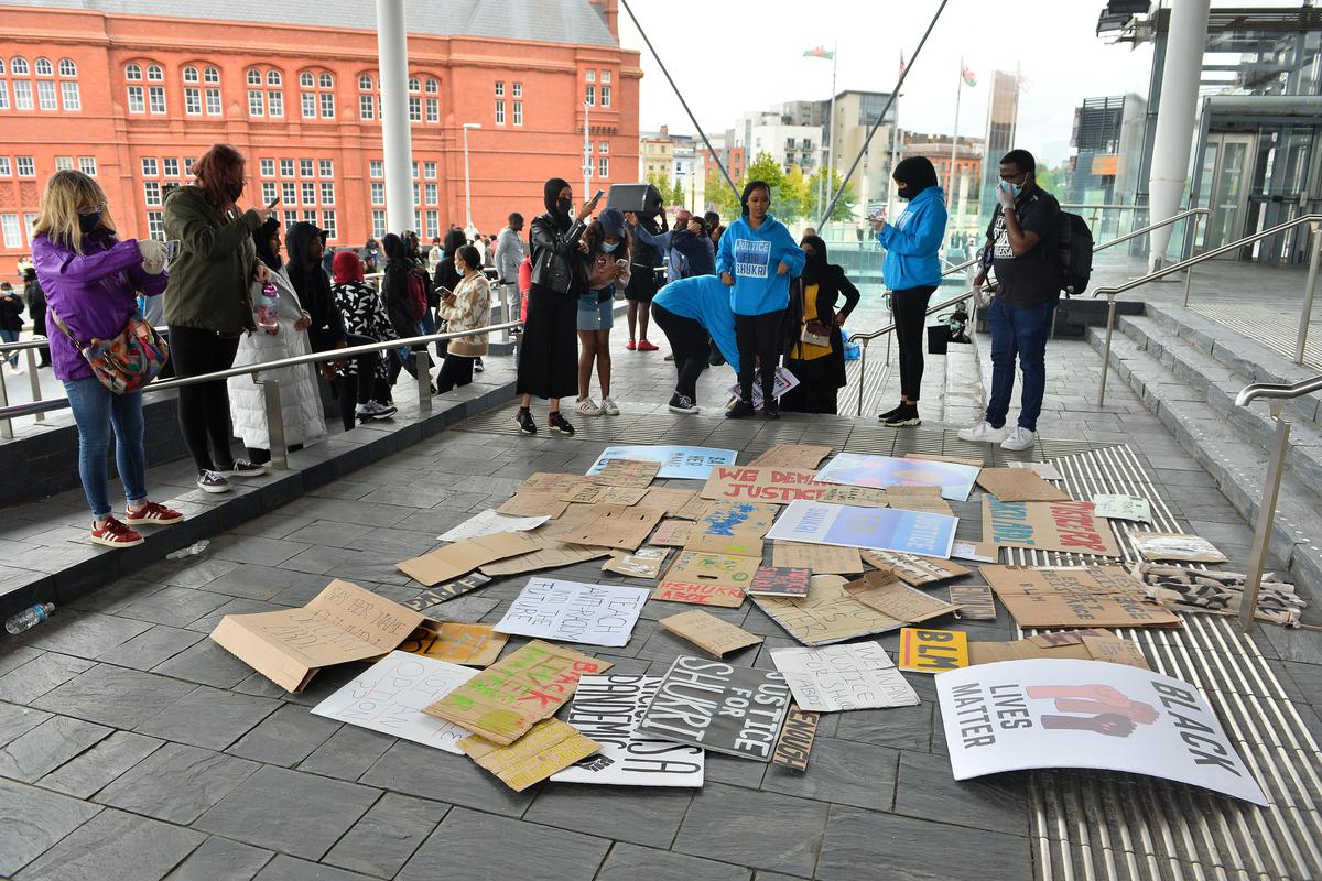 Black Lives Matter rally in front of the Senedd, 27 June 2020.
