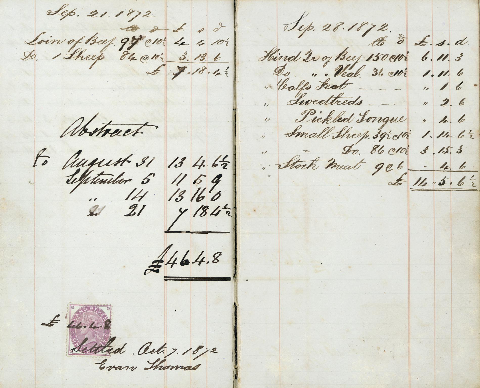 Butcher&#039;s account book [St Fagans; 1853-98]
