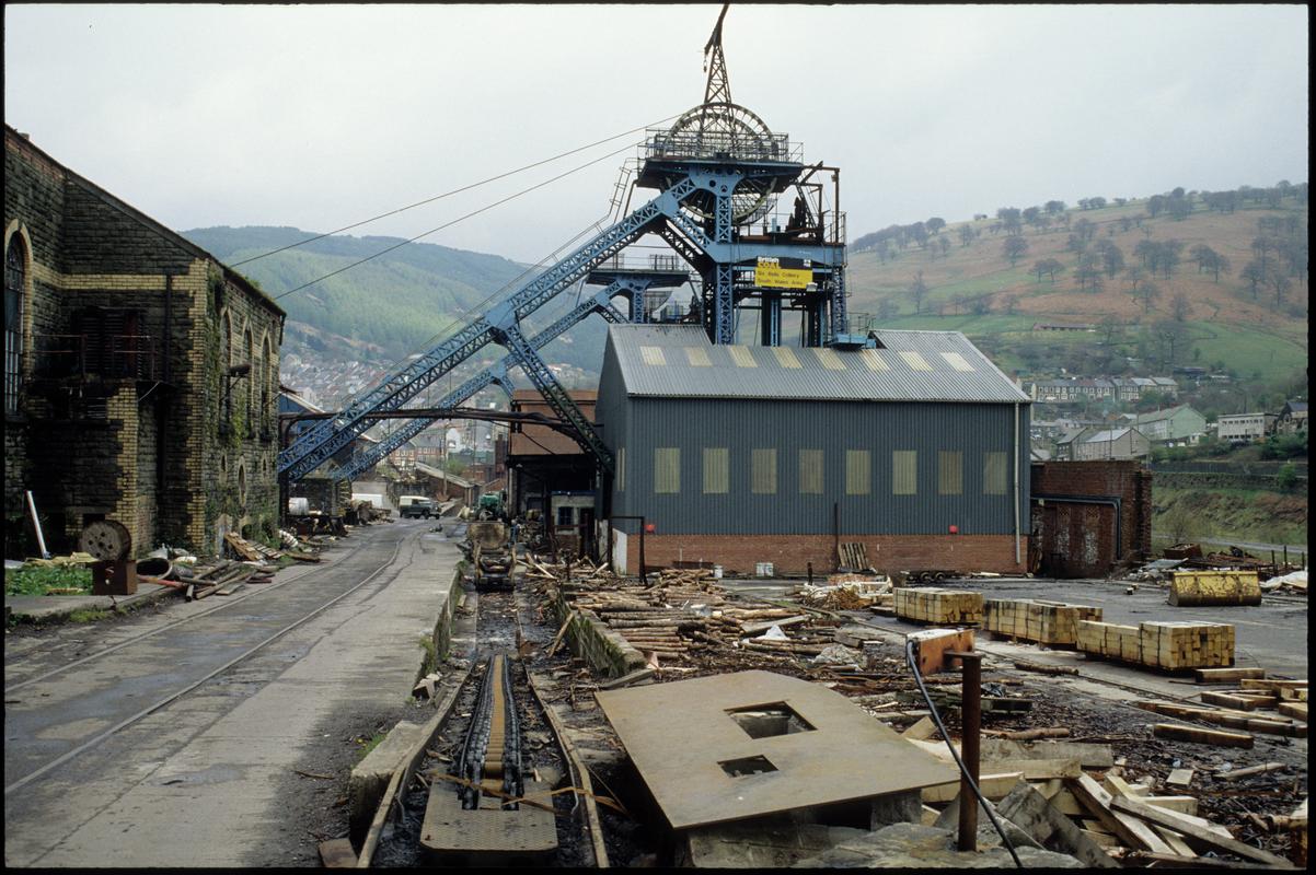 Colour film slide showing a general view of Six Bells Colliery.