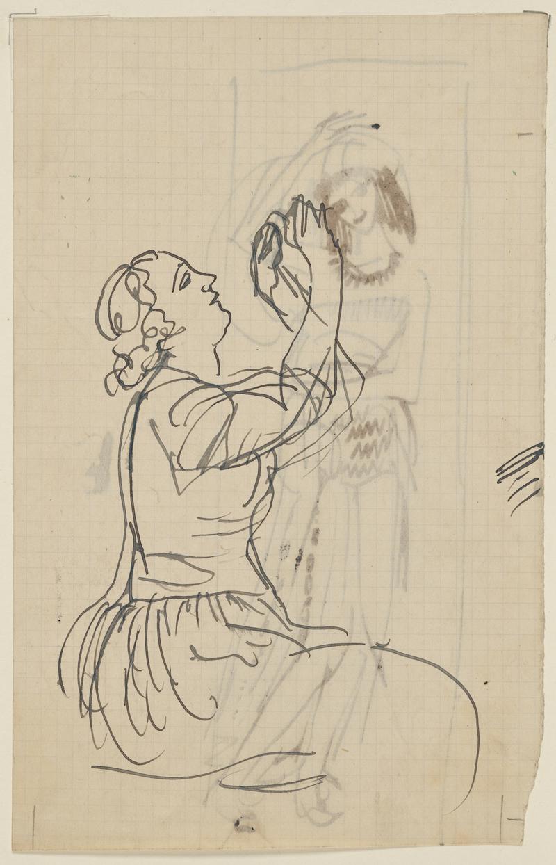 Seated Woman with Arms upraised