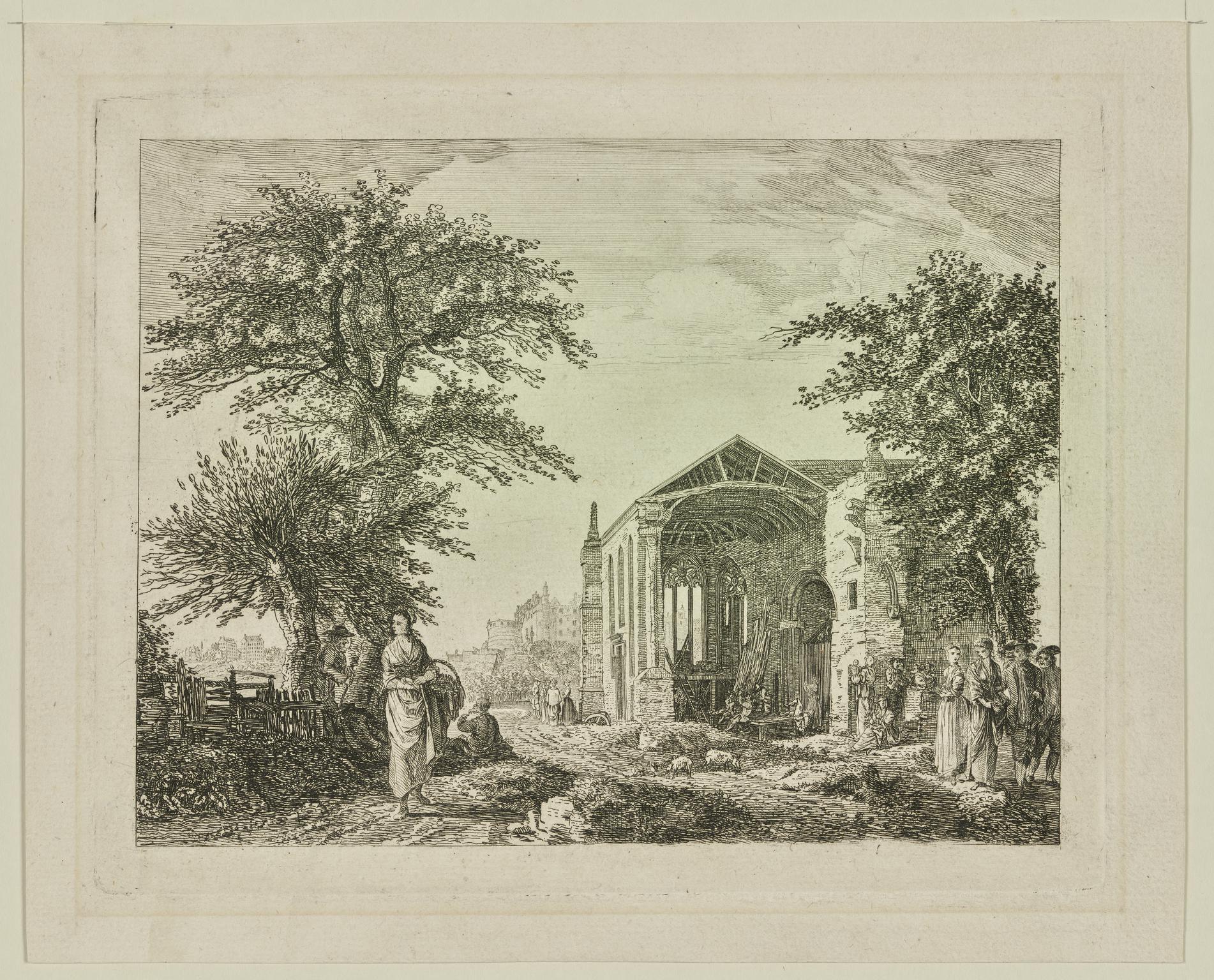 Landscape with Ruined Church and Figures