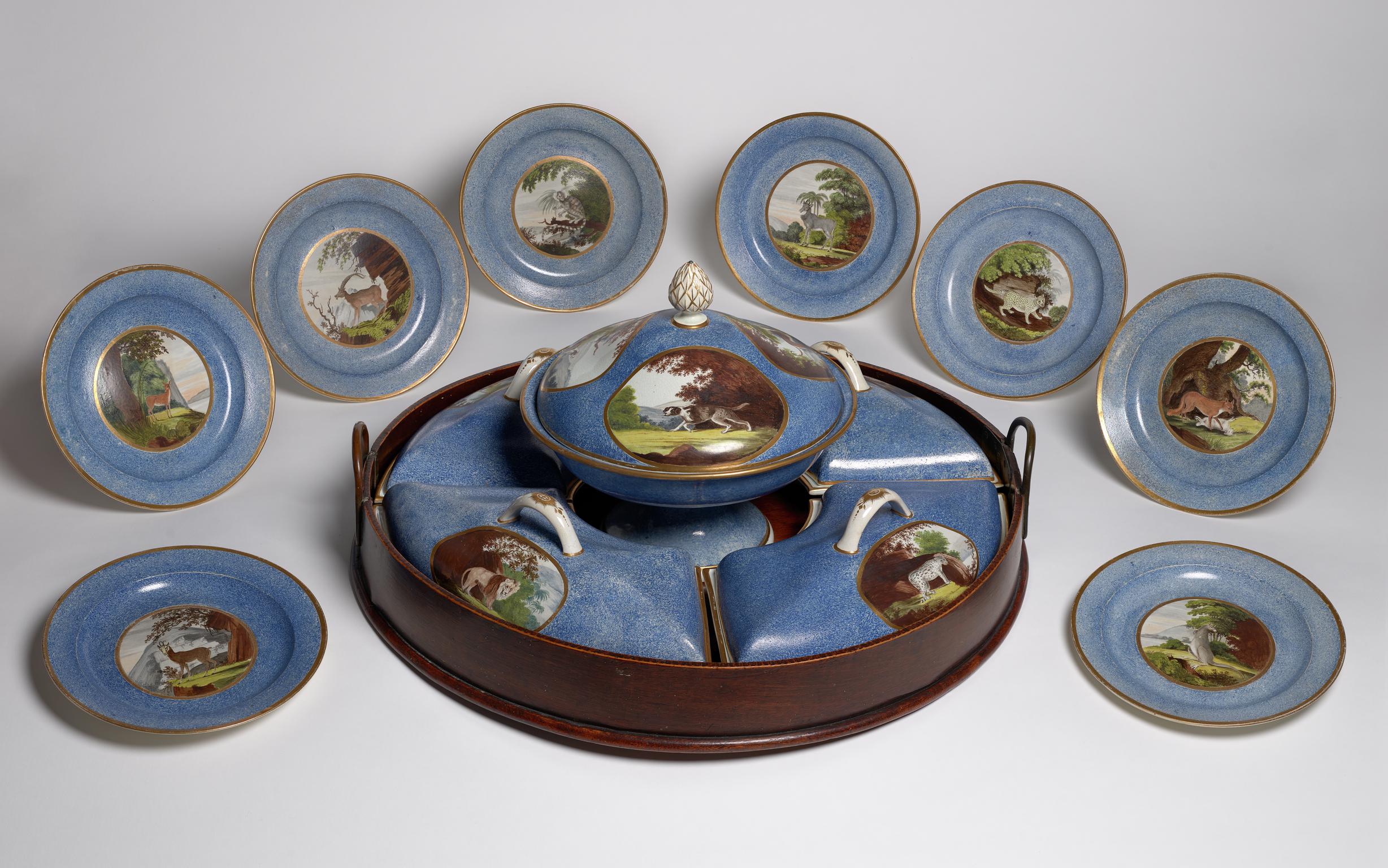 supper set with eight plates &amp; tray, c1805