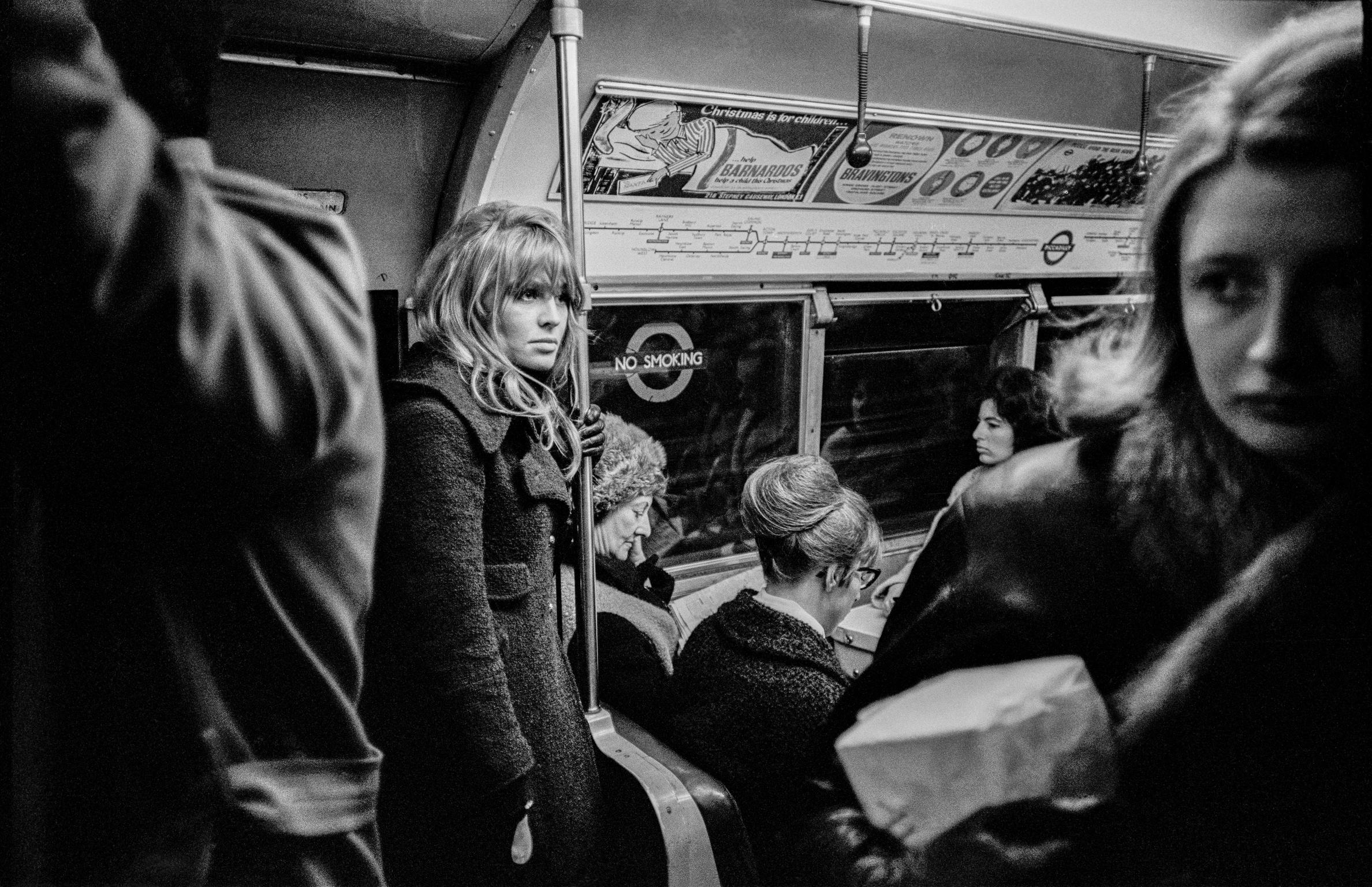 Actress Julie Christie travelling in London on the underground