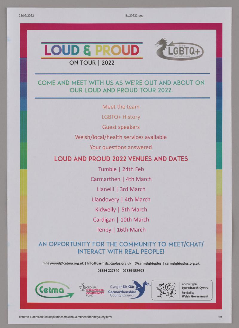 Poster &#039;Loud &amp; Proud on Tour 2022&#039;.