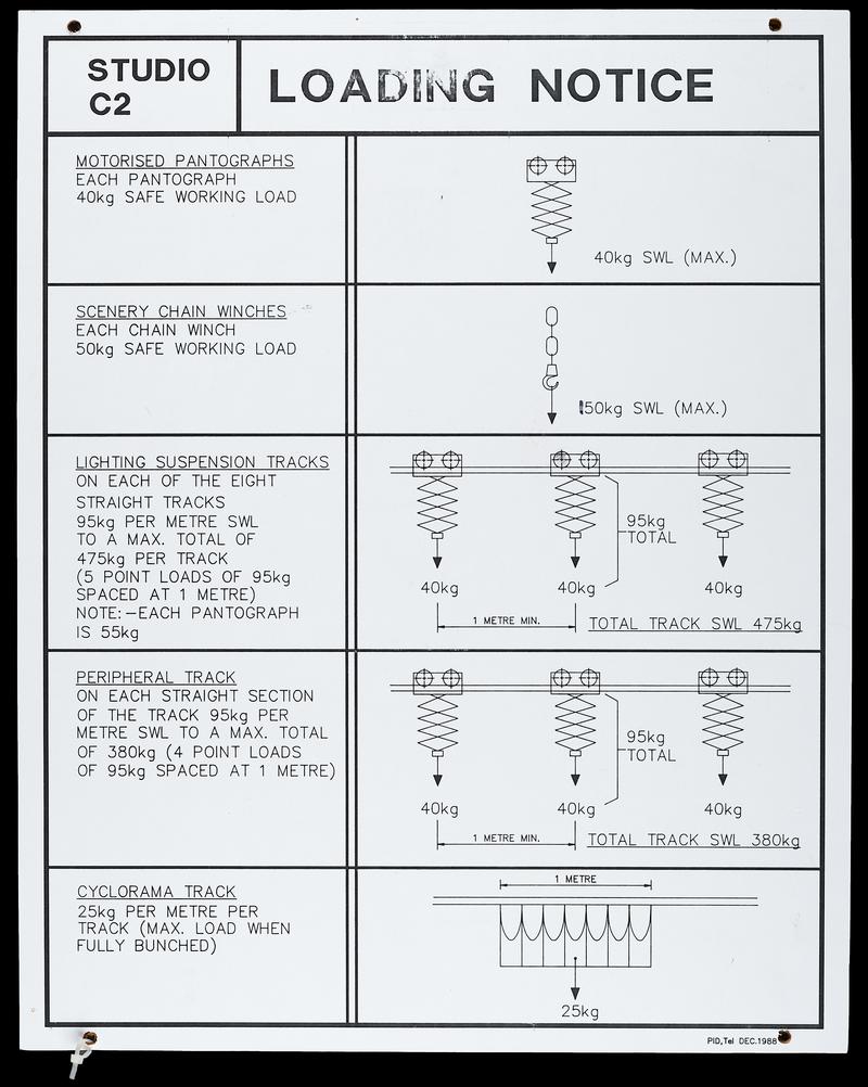 sign: studio C2 loading notice