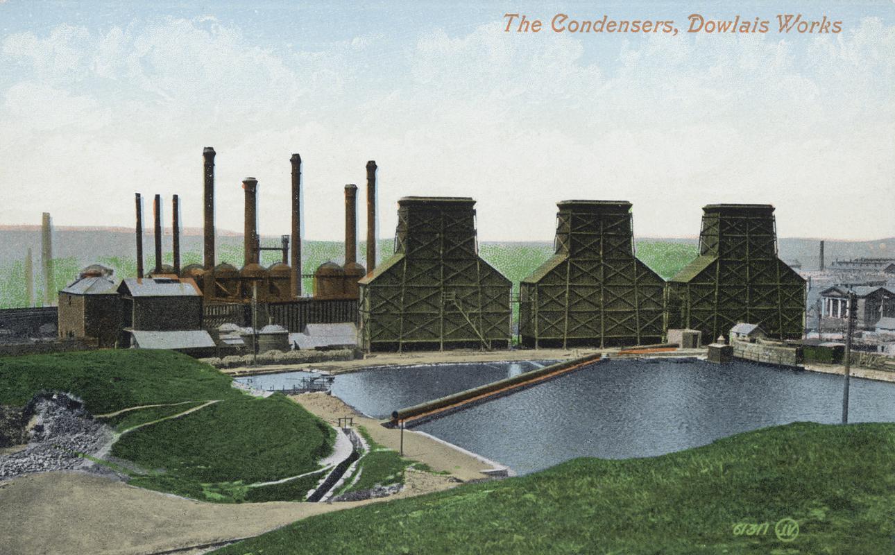 The condensers, Dowlais Works, Merthyr Tydfil (postcard)