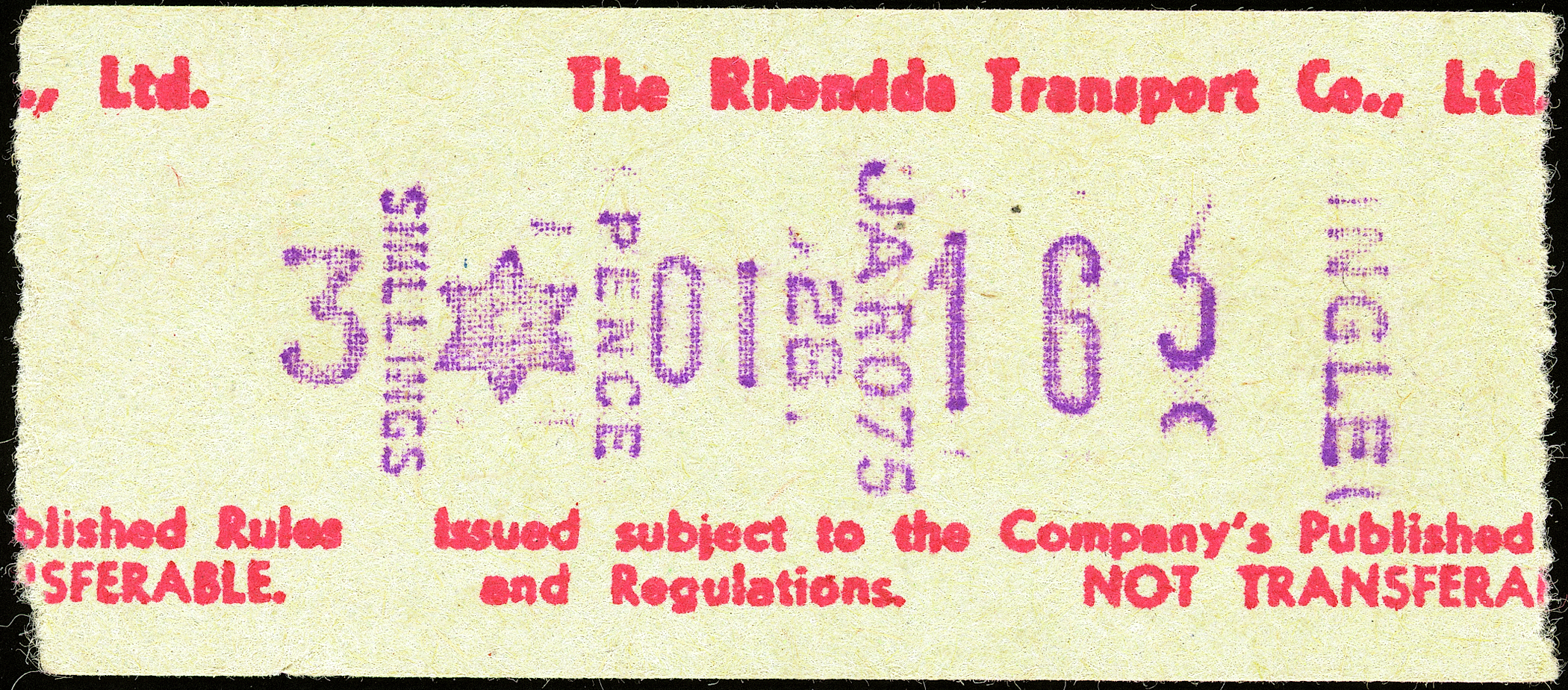 Rhondda Transport Co. Ltd, ticket