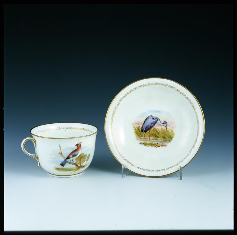 Breakfast cup &amp; saucer, Chatterer, Blue Hawk &amp; Heron, 1816-18