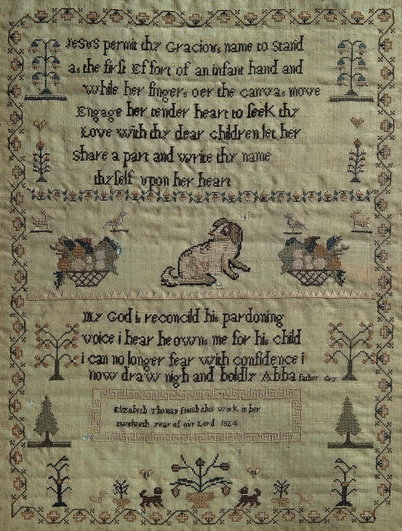Sampler (verse &amp; motifs), made in St Dogmaels, 1824