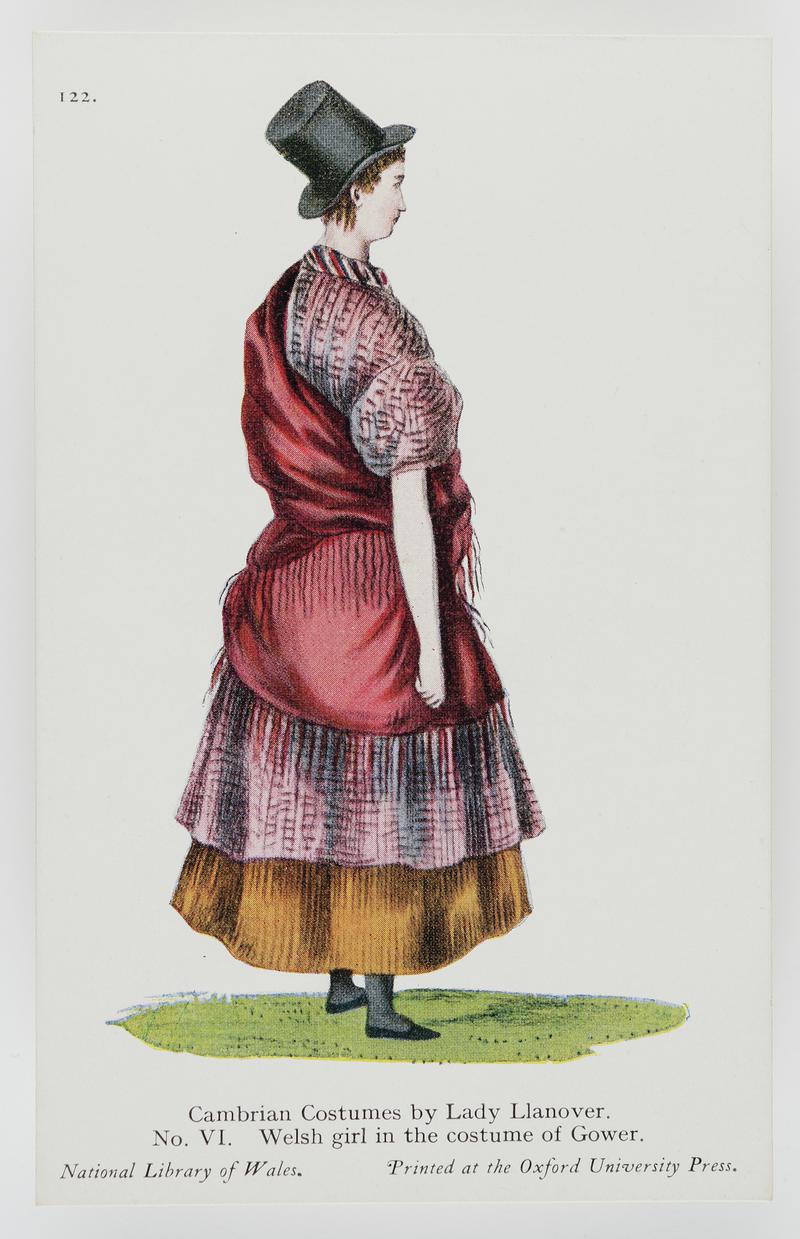 Colour drawing.   No. VI.  Welsh girl in the costume of Gower.  (NLW No. 122)
