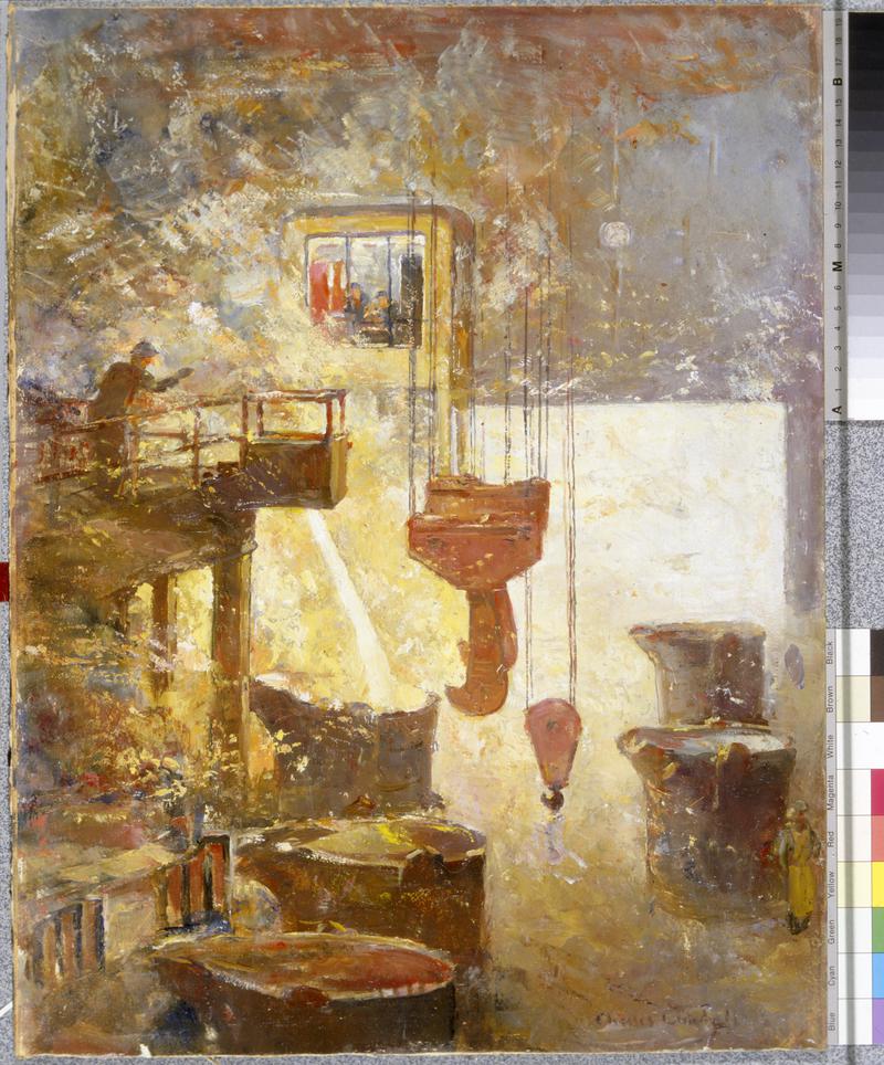Painting : the interior of a Steel Works