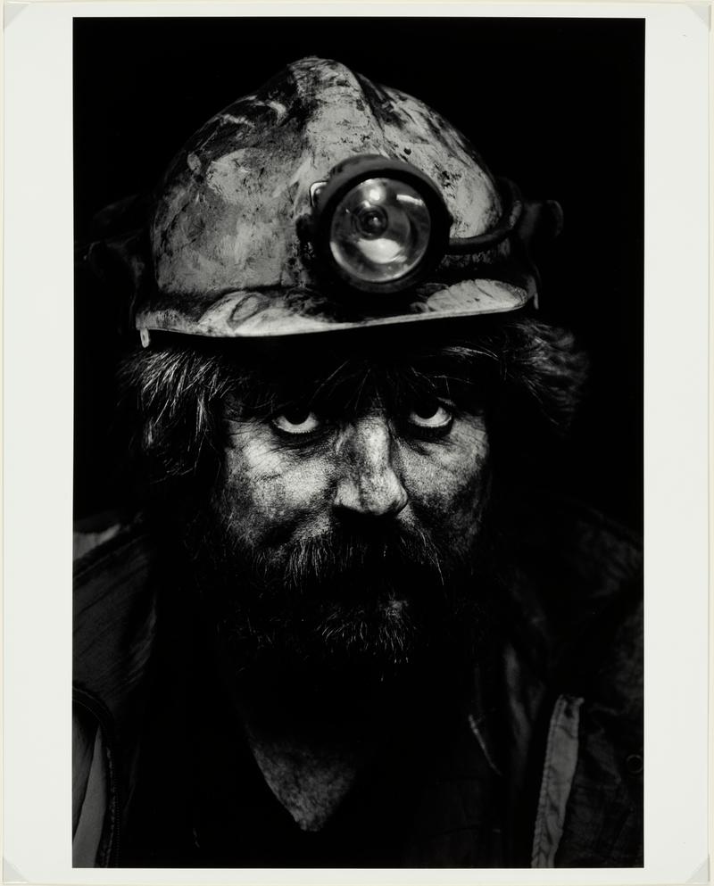 Closeup view of miner&#039;s face, 1993 Neath Valley