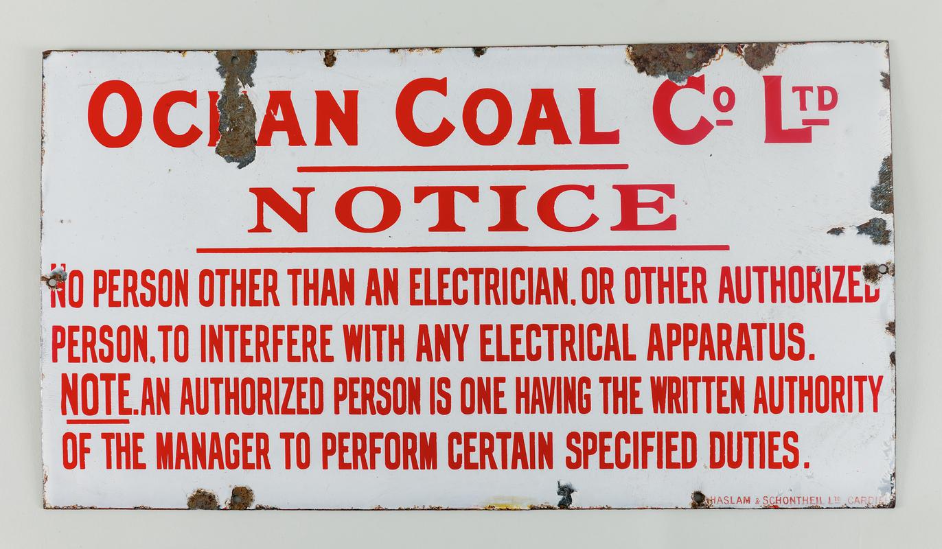 Ocean Coal Co. Ltd., electricity safety notice